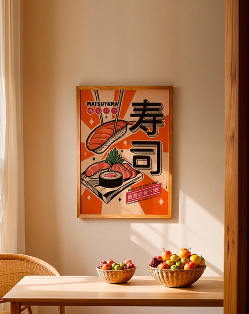 Keuken kunst Sushi retro poster