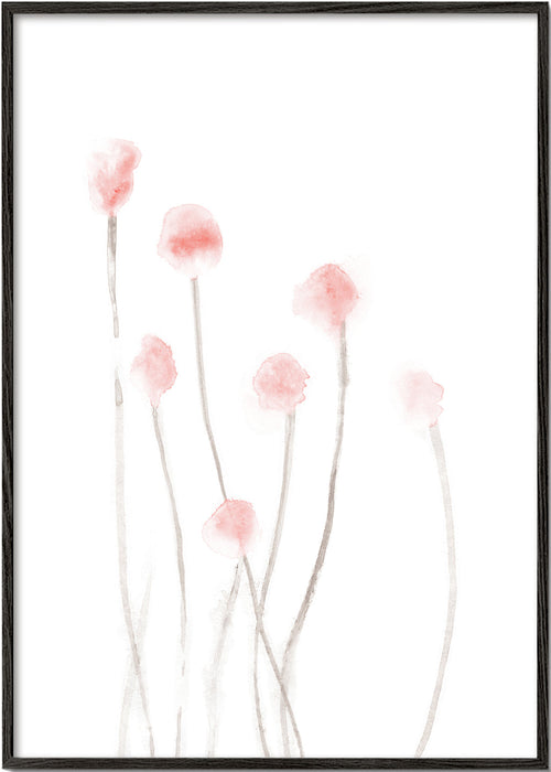 Botanisch poster met kwetsbare roze bloemen