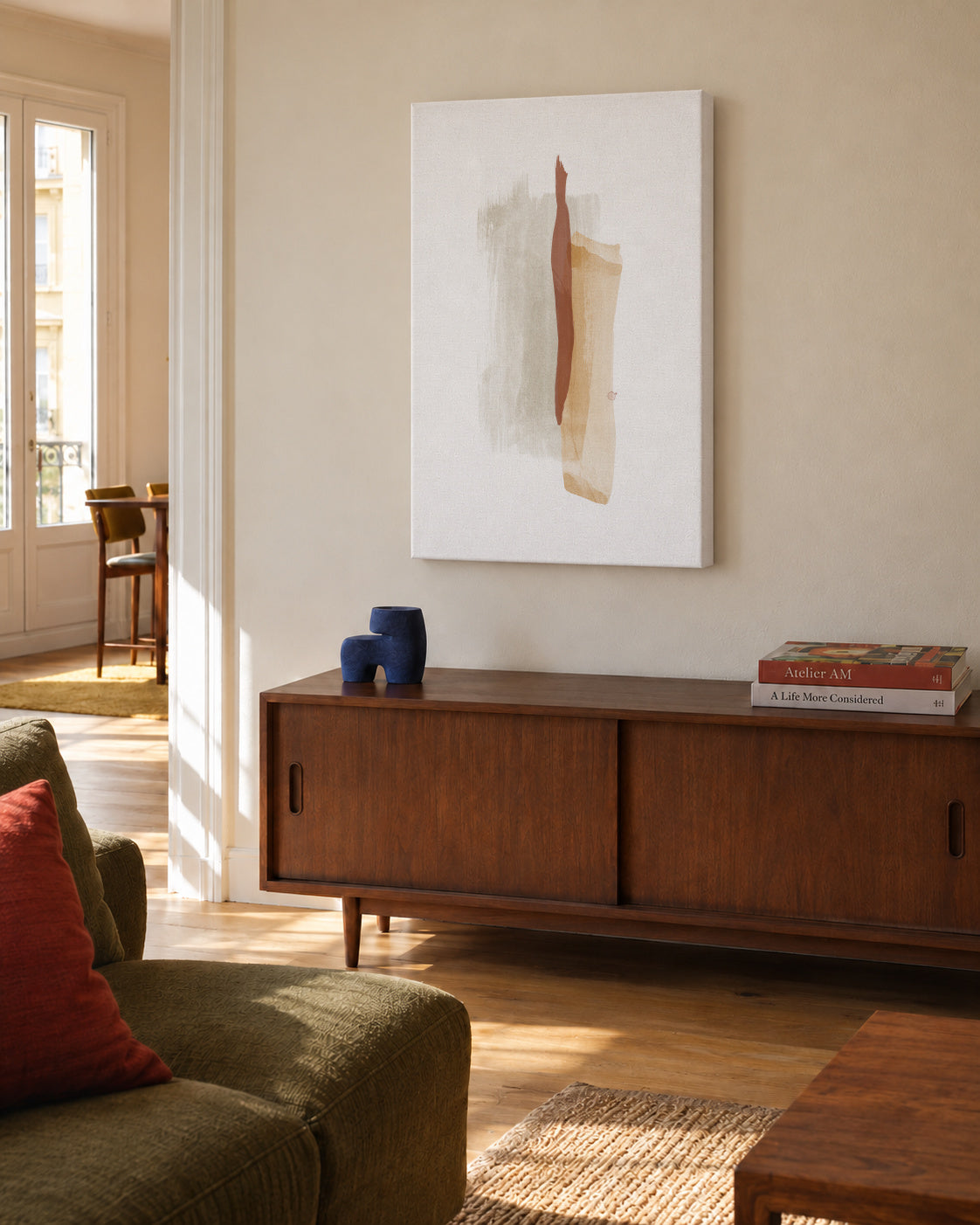Brush strokes N 5 Warm colors - Unframed canvas in an interior