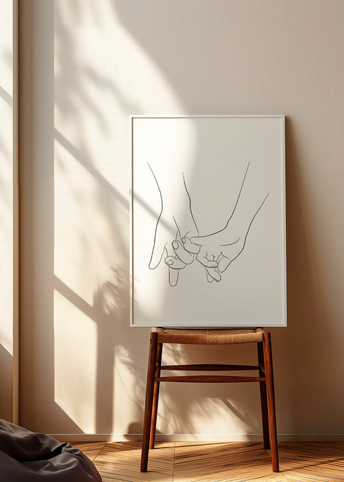 Illustratie verstrengelde handen minimal
