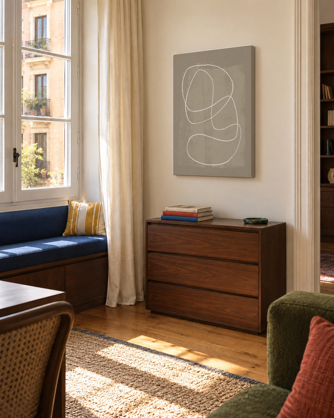 Pencil scribble Nº1 - Unframed canvas in an interior