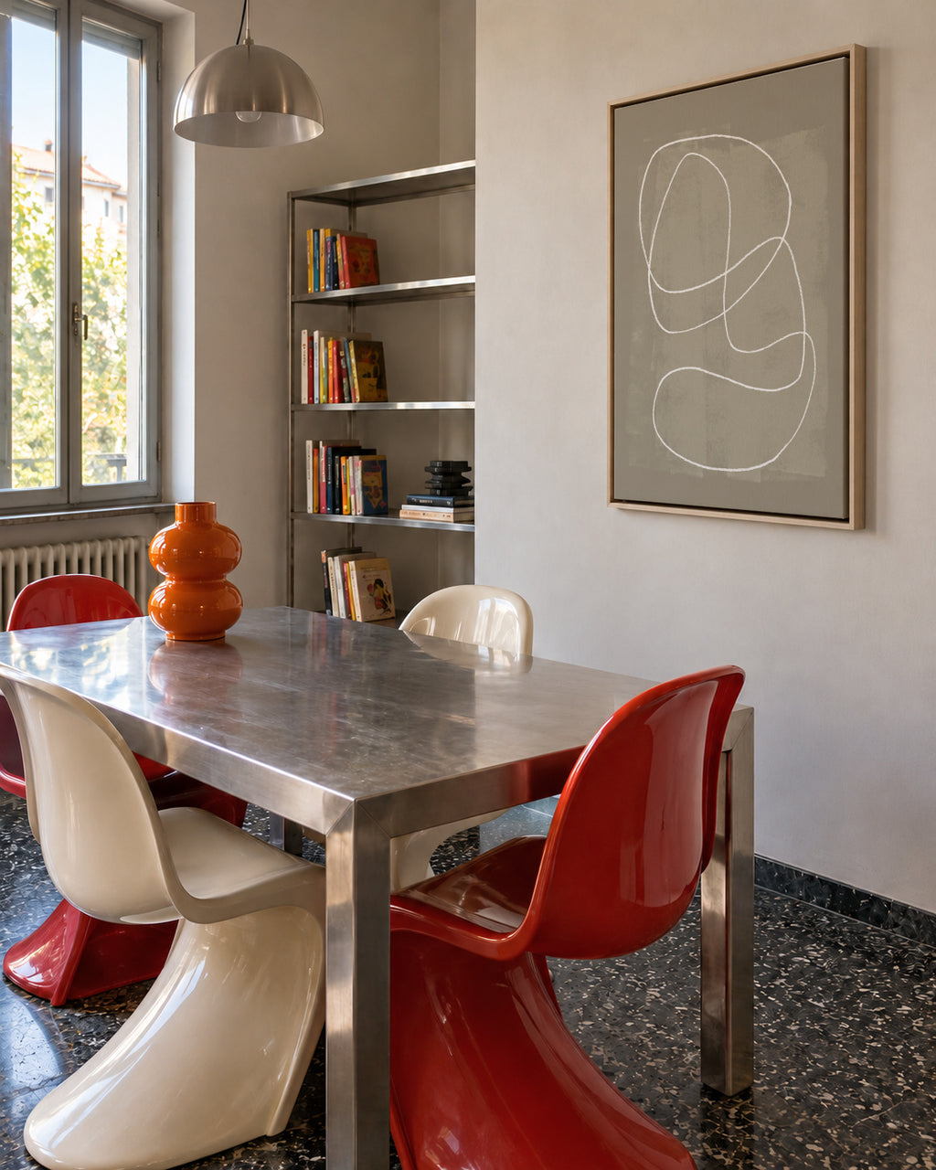 Pencil scribble Nº1 - Framed canvas in an interior