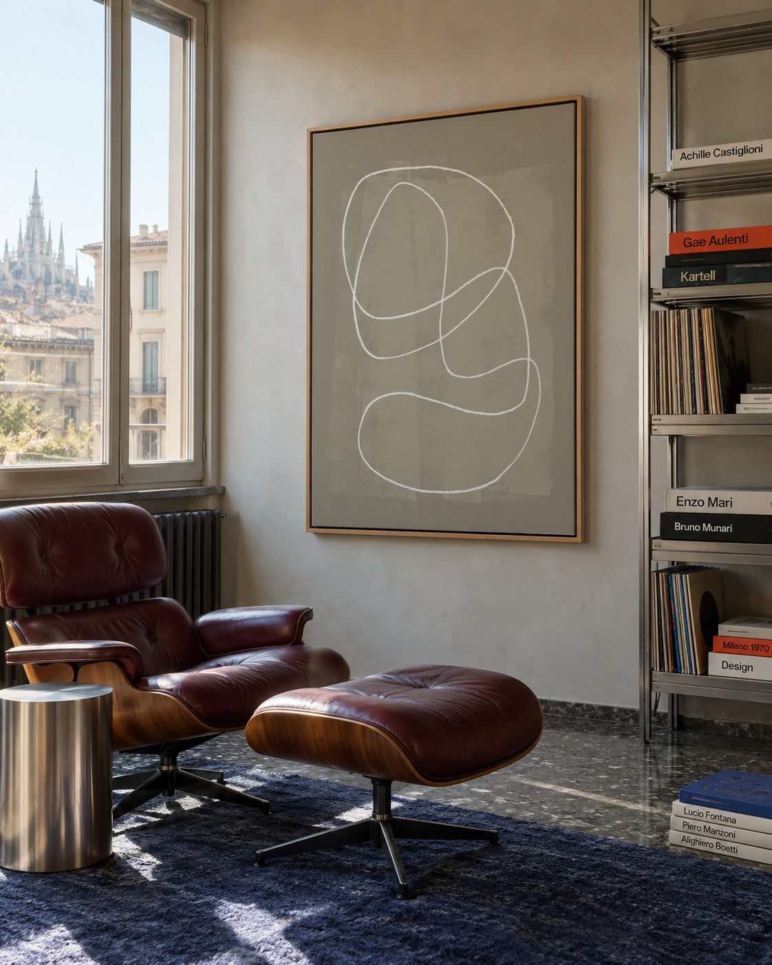 Pencil scribble Nº1 - Framed canvas in an interior