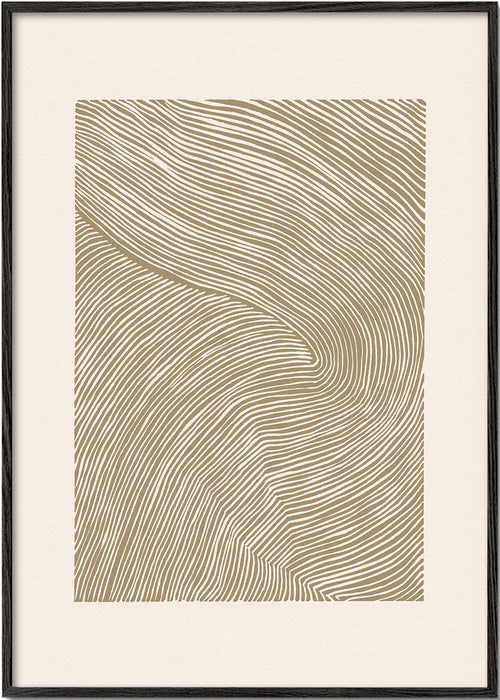 Abstract kunst met organische oker lijnen