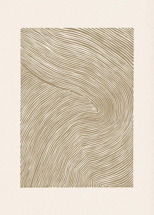 Abstract kunst met organische oker lijnen