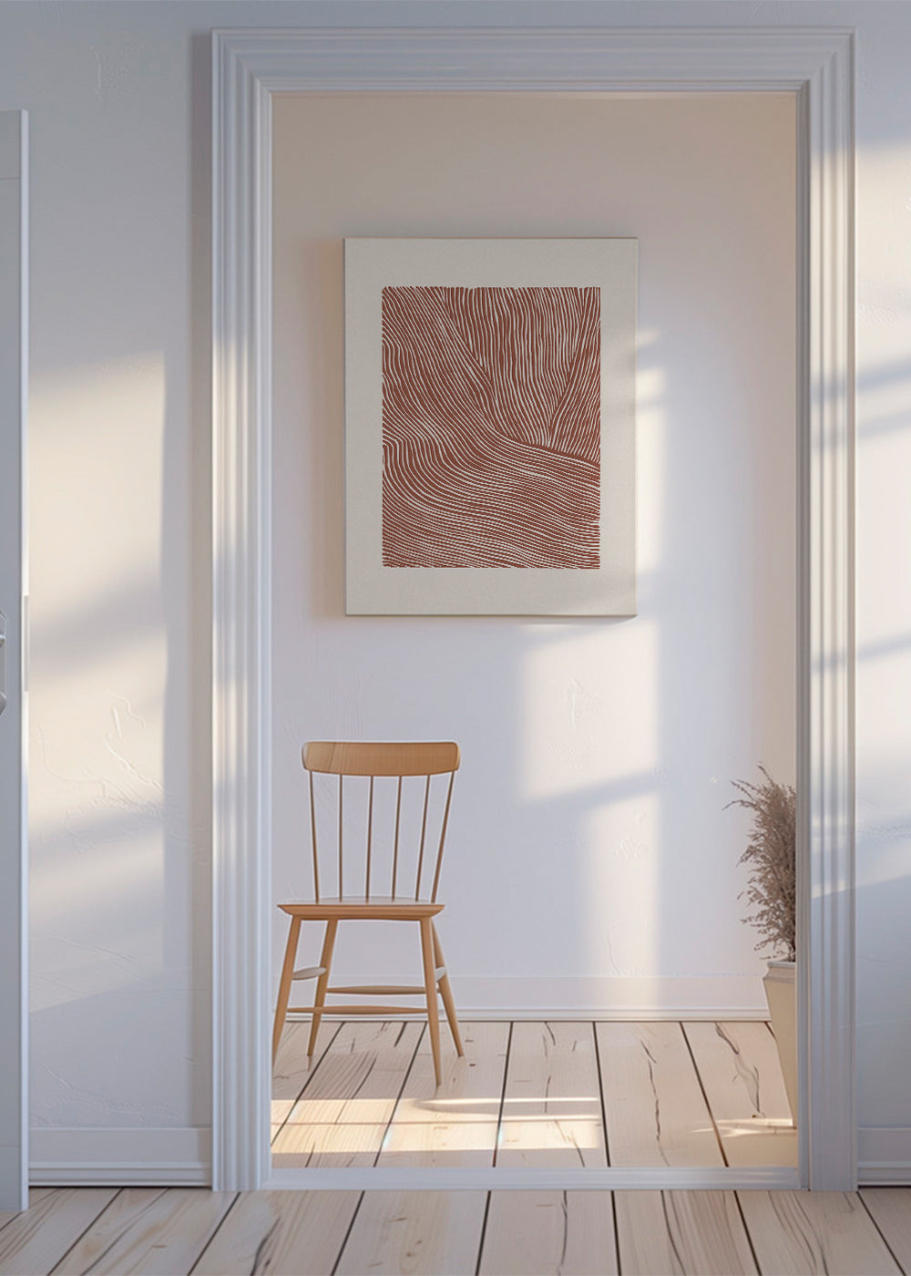 Stripes linocut Nº5 - Terracotta