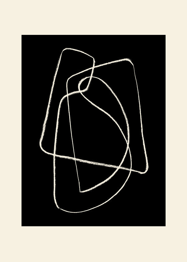 Zwart-wit kunst met abstracte lijnschets