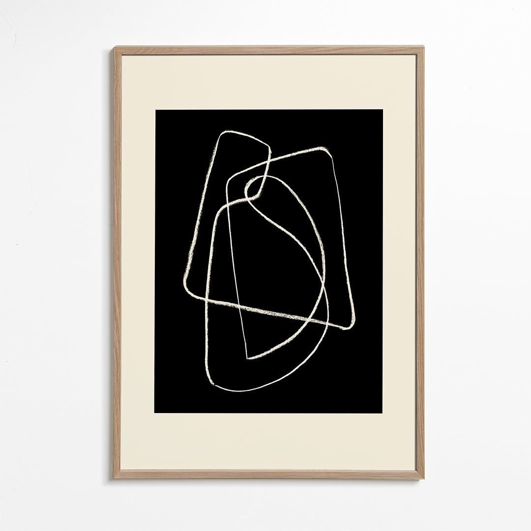 Zwart-wit kunst met abstracte lijnschets