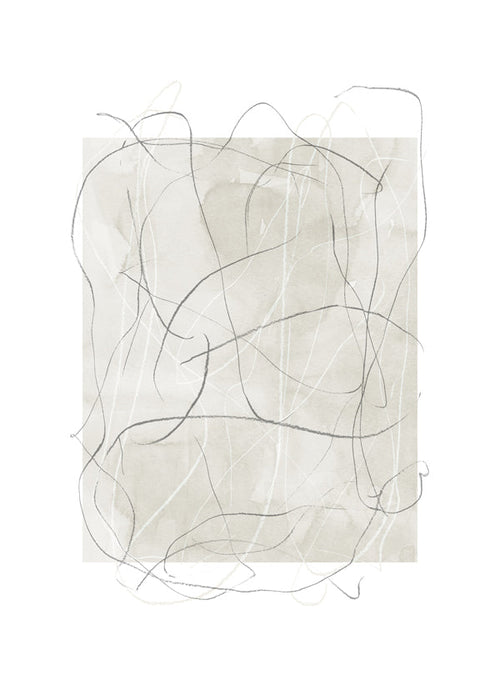 Abstract kunst: beige vlak met grijze lijnen