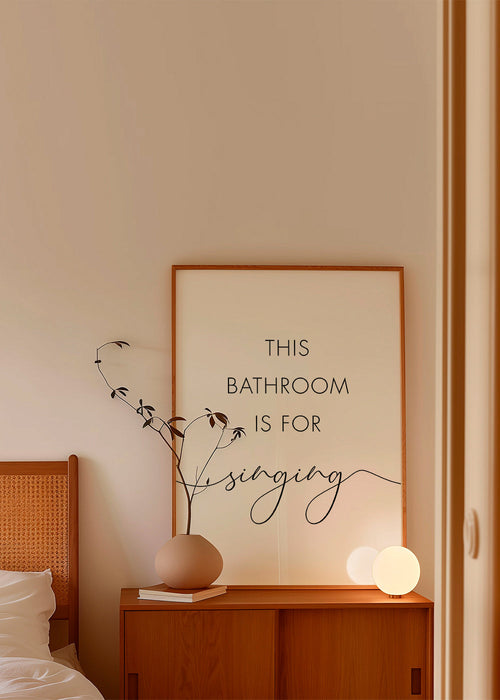 Minimalistische poster met badkamertekst