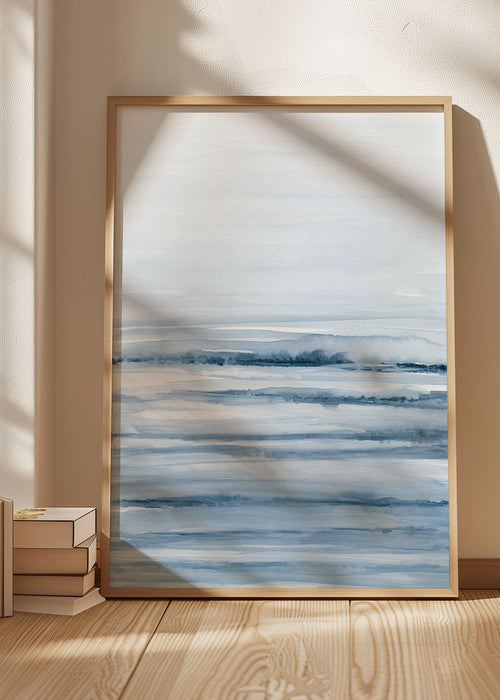 Landschap aquarel in indigo blauw