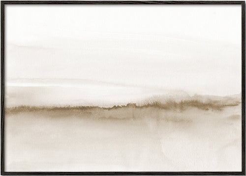 Beige aquarel landschap met minimalistische toets