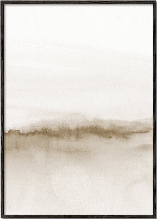 Landschap kunst in zachte beige aquarel