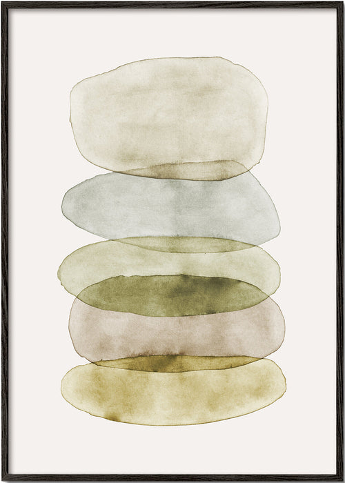 Abstract kunstwerk met gestapelde aquarelvormen