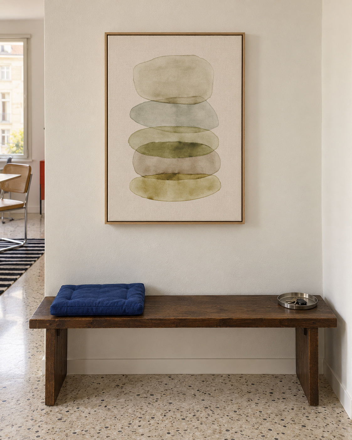 Watercolor abstraction 4 - Framed canvas in an interior