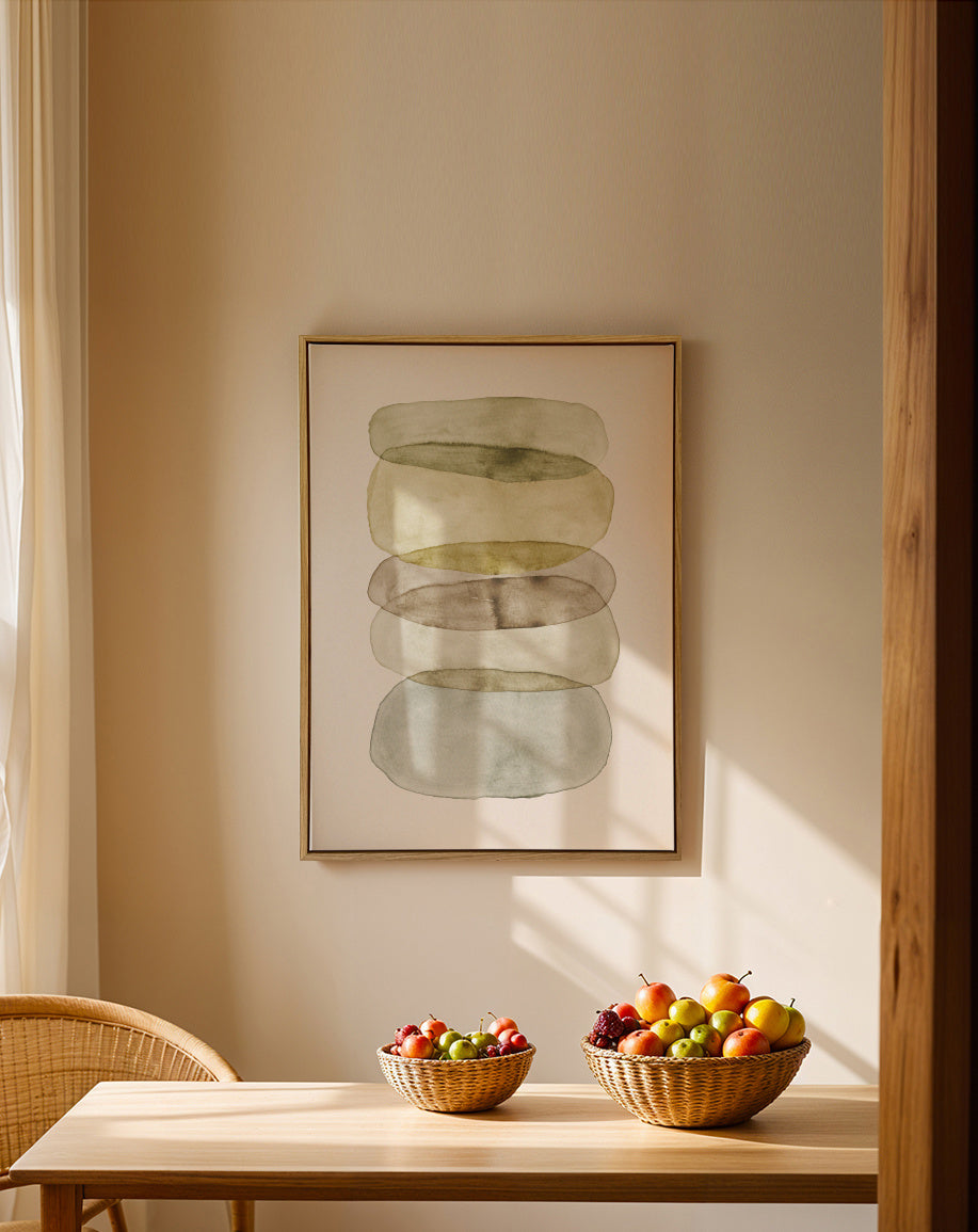 Watercolor abstraction 5 - Framed canvas in an interior