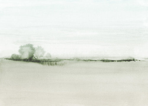 Landschapsschilderij aquarel met zacht horizon