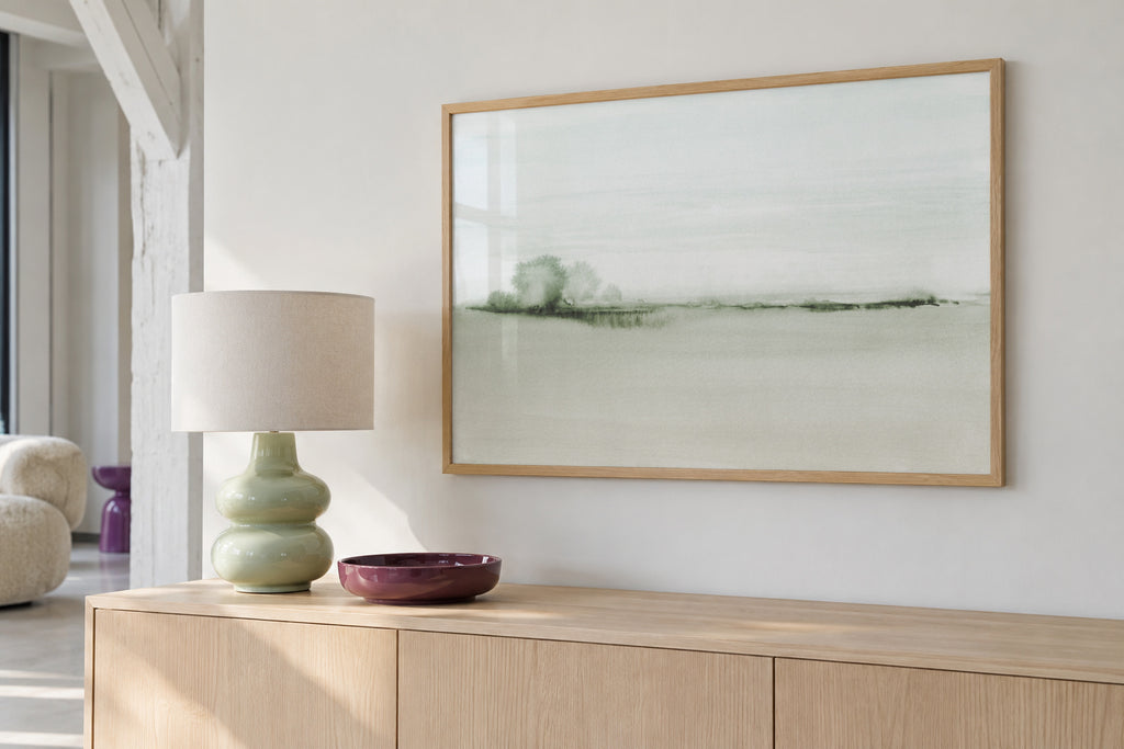 Watercolor landscape N 50 Greeny - Framed poster in an interior