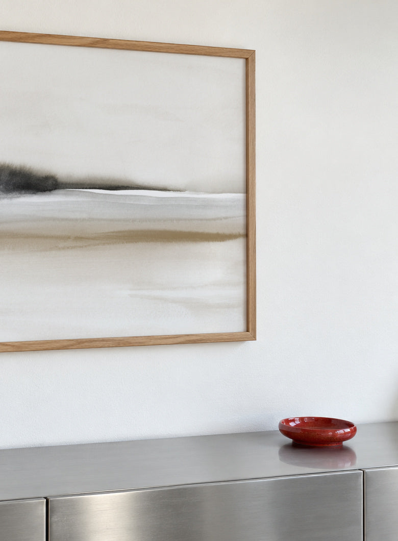 Hazy horizon in sepia and black watercolor - Framed poster detail