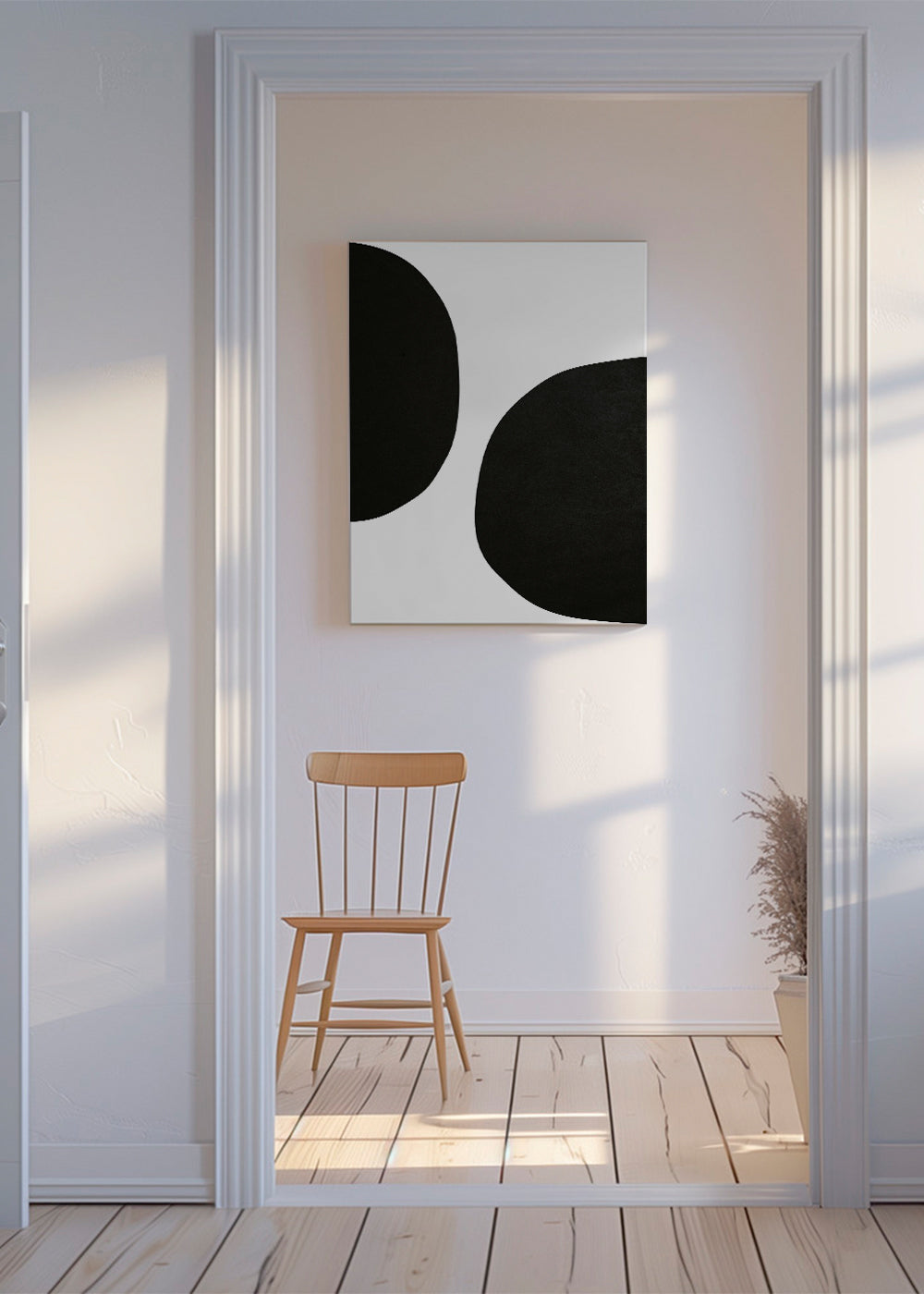 Minimalistisch ontwerp met organische zwarte vormen