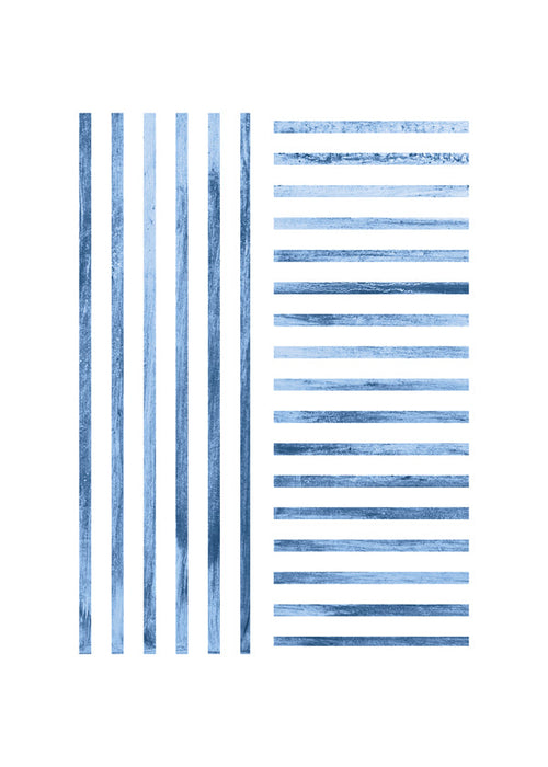 Geometrische print met blauwe strepen