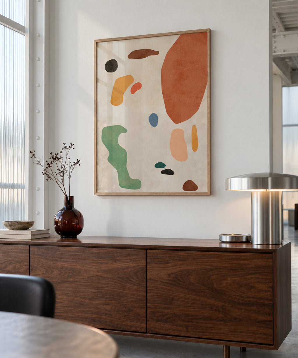 Organic Shapes Terracota 2 - Framed poster in an interior