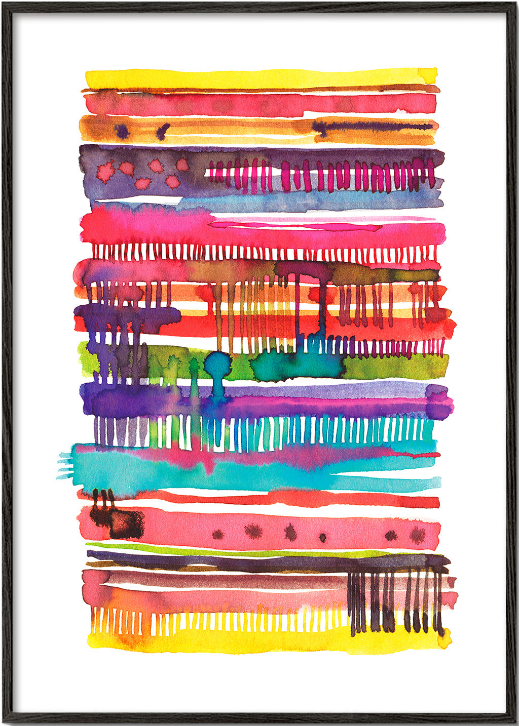 Abstracte poster met aquarel lijnen en kleur