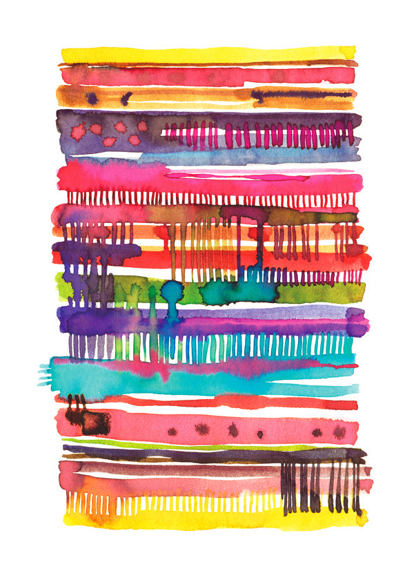 Abstracte poster met aquarel lijnen en kleur