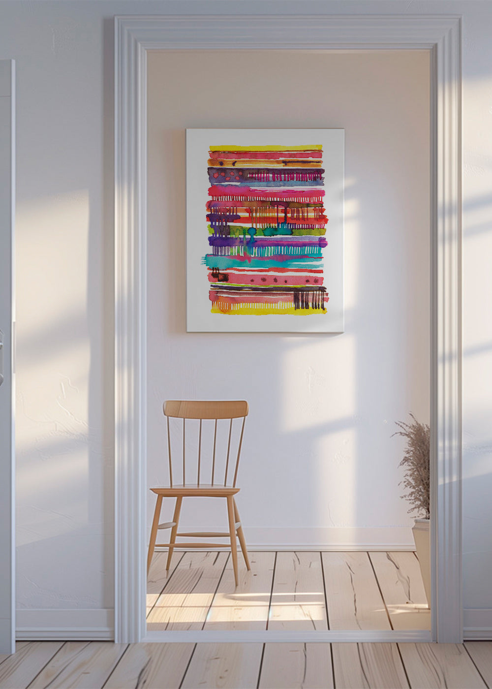 Abstracte poster met aquarel lijnen en kleur