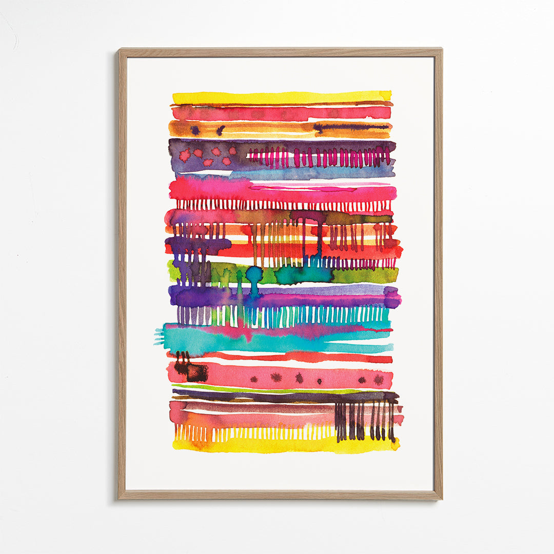 Abstracte poster met aquarel lijnen en kleur