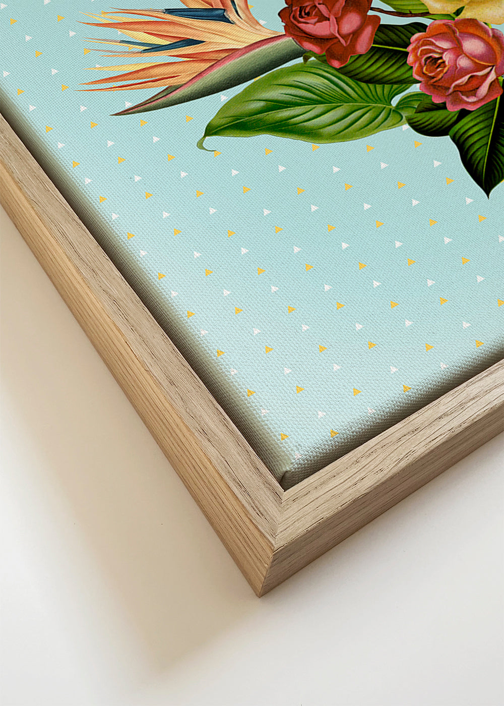Botanische poster kleurrijk boeket op blauwe achtergrond