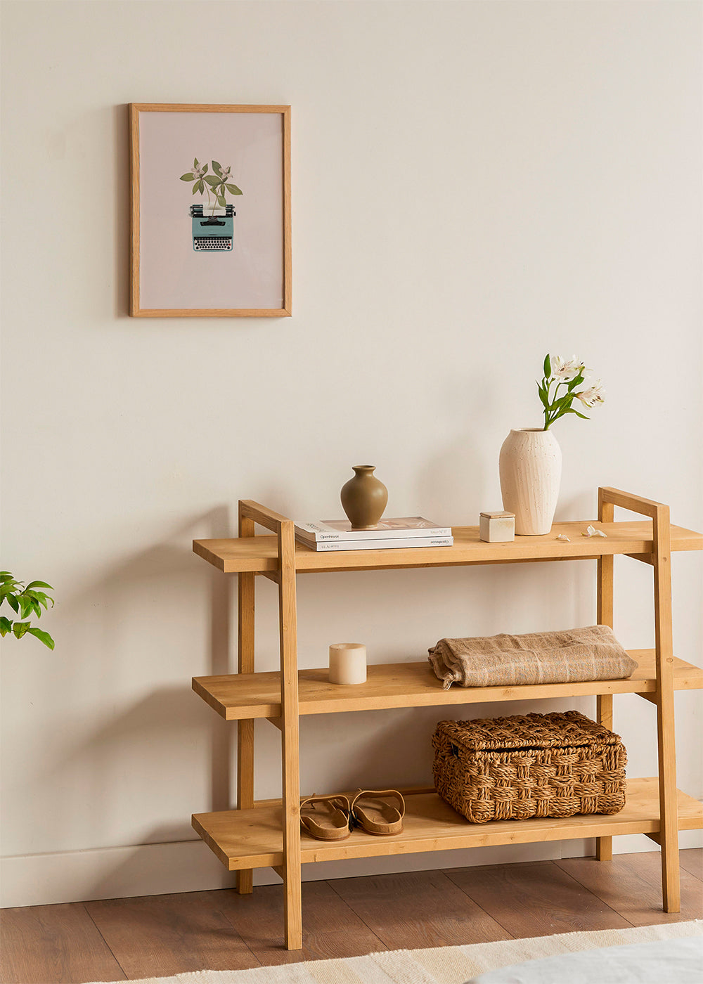 Botanische poster: typemachine met bladeren