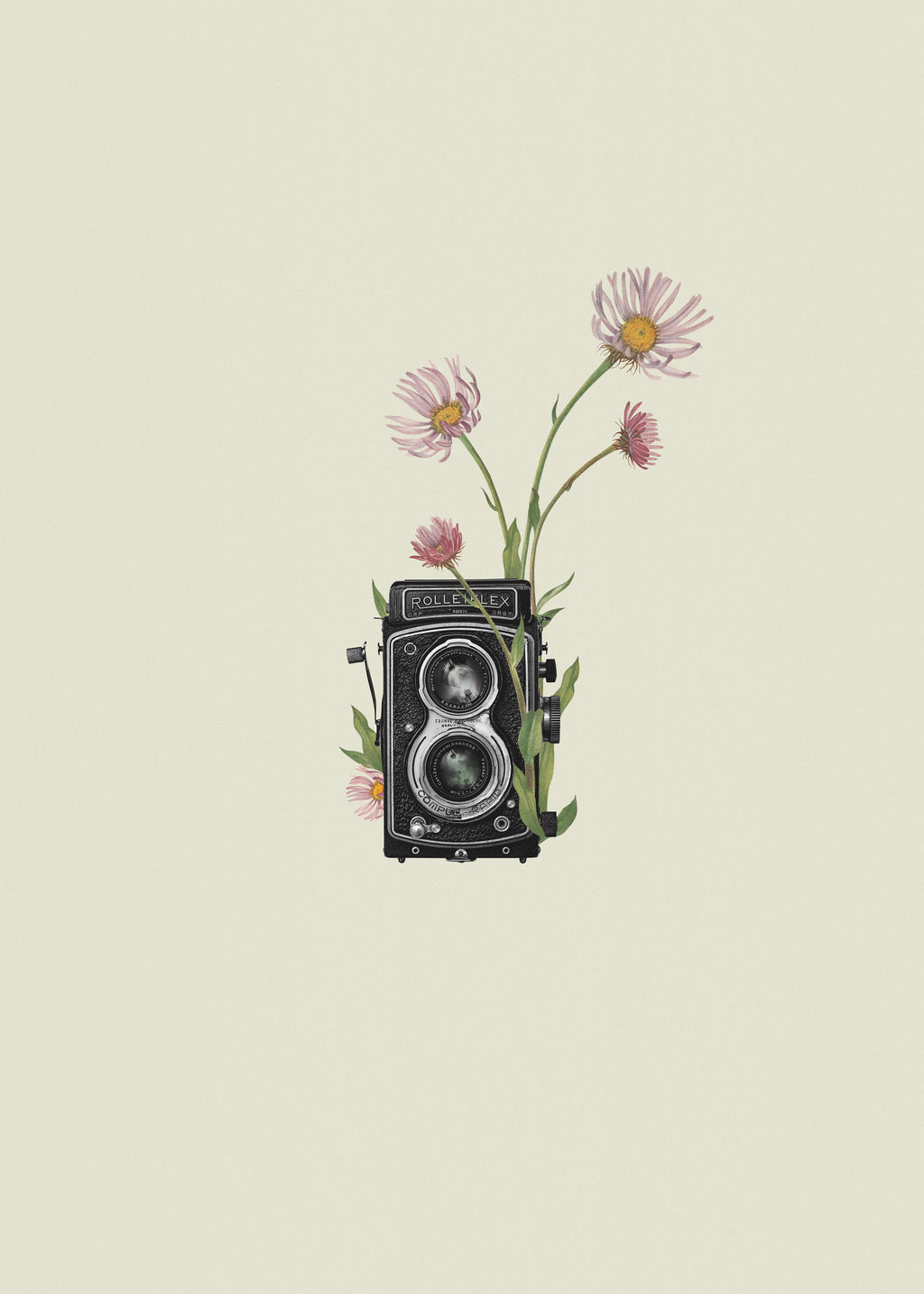 Floral rolleiflex camera - Unframed art print