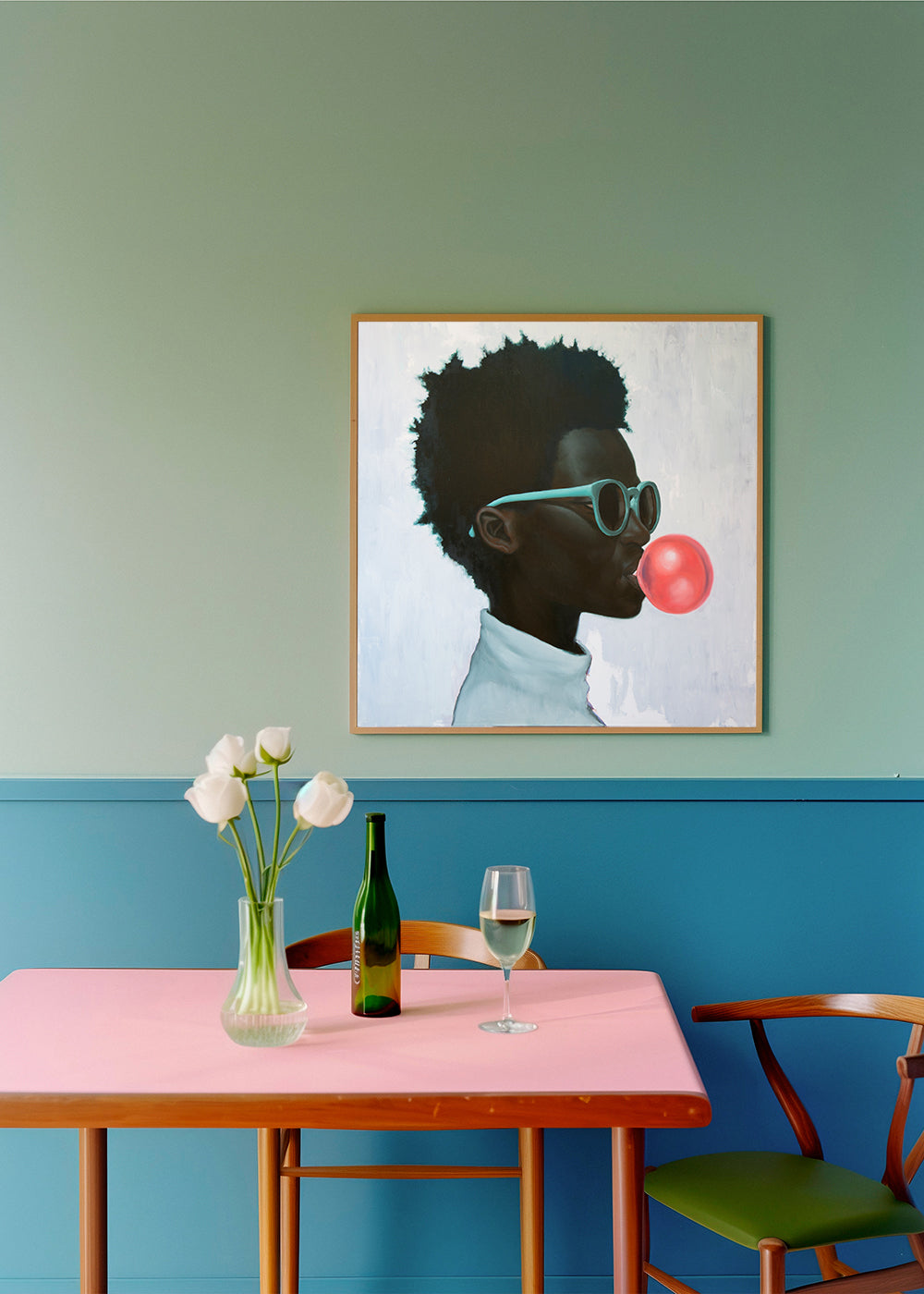 Profielillustratie met kauwgombel