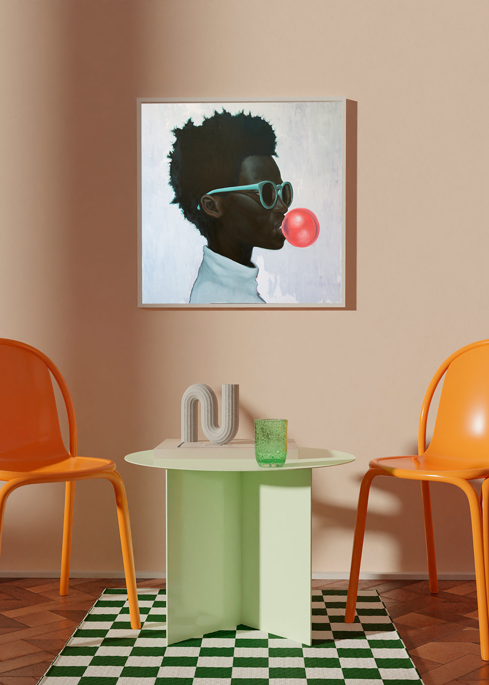 Profielillustratie met kauwgombel