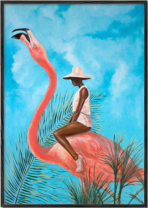 Flamingo kunst met rijder