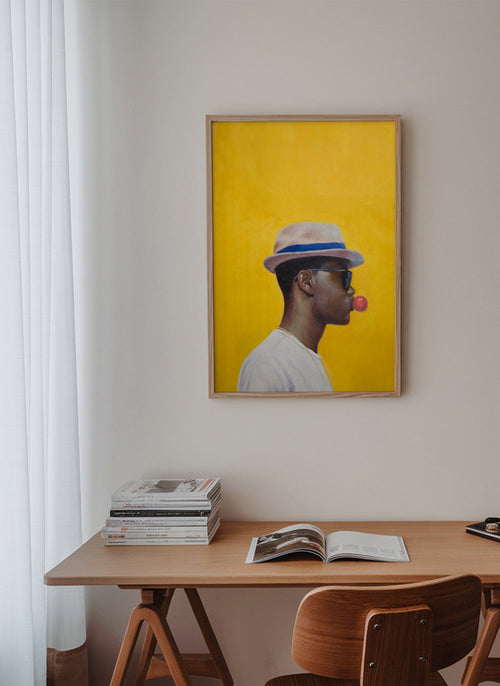 Minimalistisch portret met bubbel