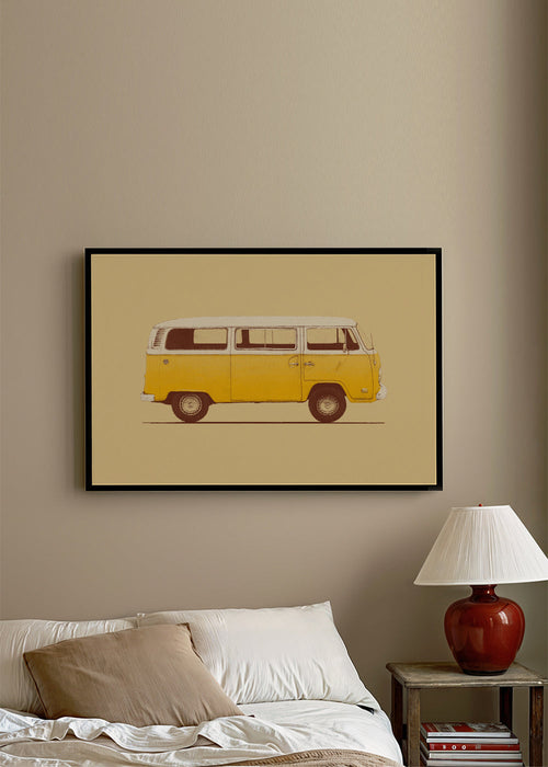 Retro illustratie gele bus