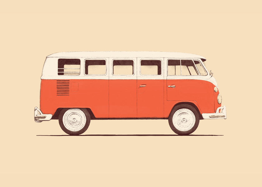 Vintage rode bus illustratie