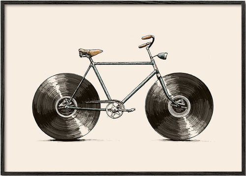 Illustratie fiets met vinylwielen