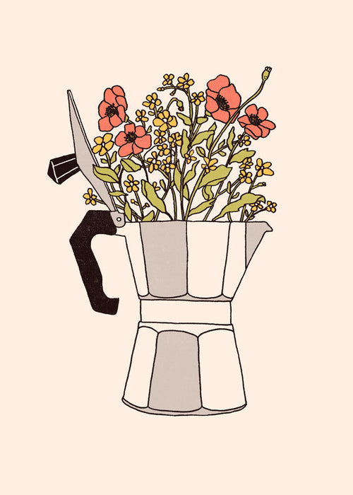 Keuken kunst moka met bloemen