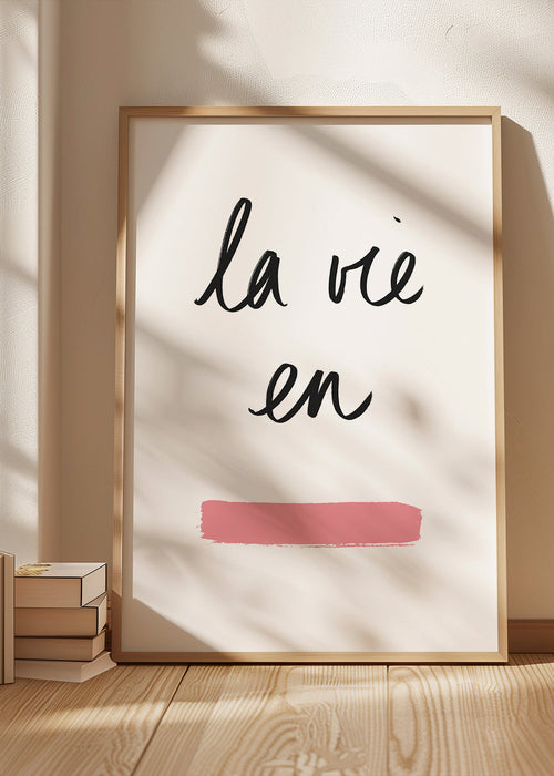 Illustratie La vie en met roze penseelstreek