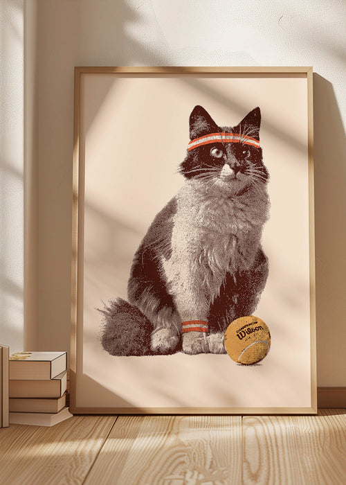 Kat met tennisbal kunst