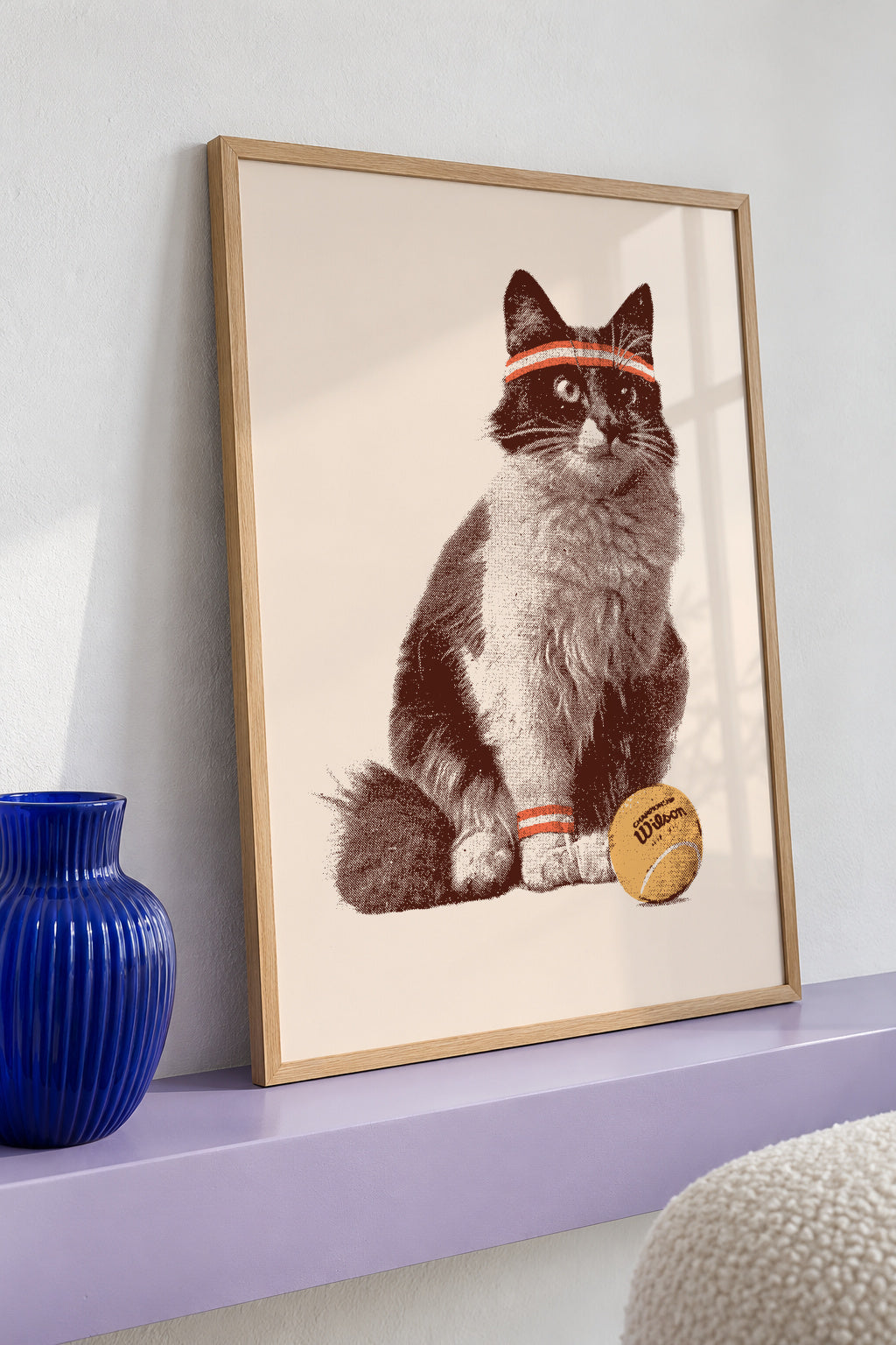 Cat Tennis - Framed poster detail