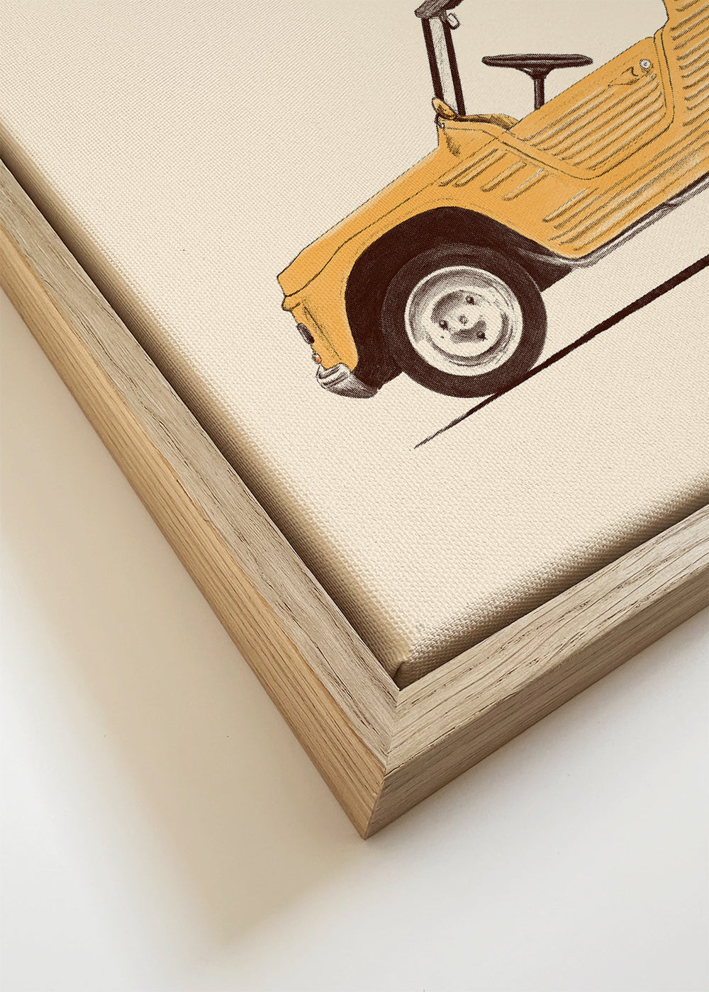 Vintage poster met auto en surfplank
