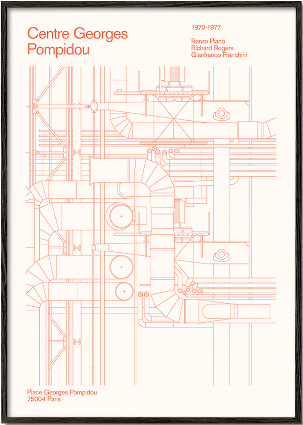 Küchenkunst Centre Pompidou technische Zeichnung