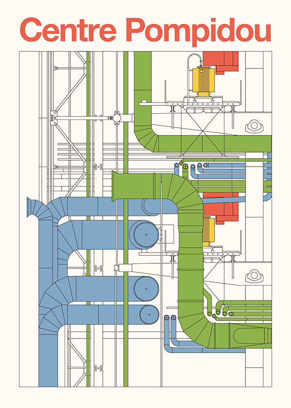 Art de ville Centre Pompidou, schéma architectural