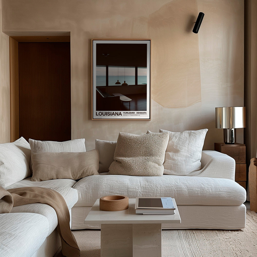 Stadsbeeld met zeezicht vanaf interieur