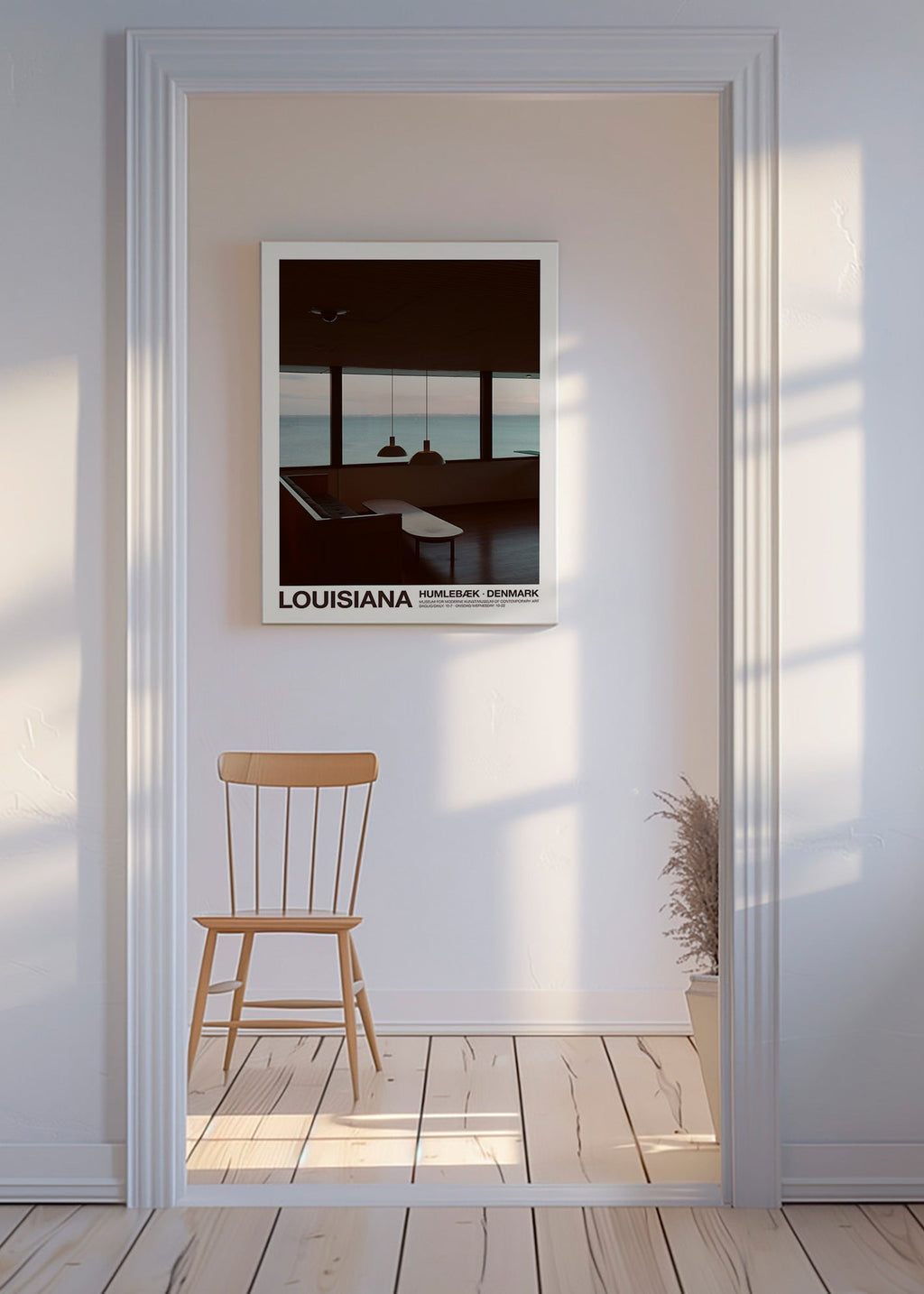 Stadsbeeld met zeezicht vanaf interieur