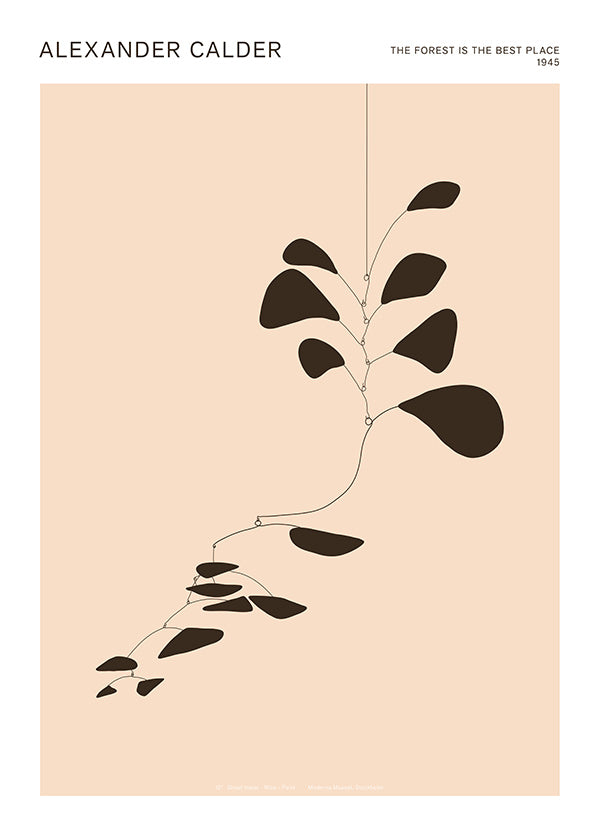 Botanischer Druck: Calder-Mobile mit schwarzen Blättern